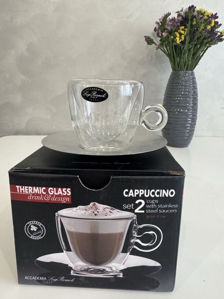 Набір Luigi Bormioli Cappuccino чашки 165 мл 2 шт. + блюдця 2 шт.,