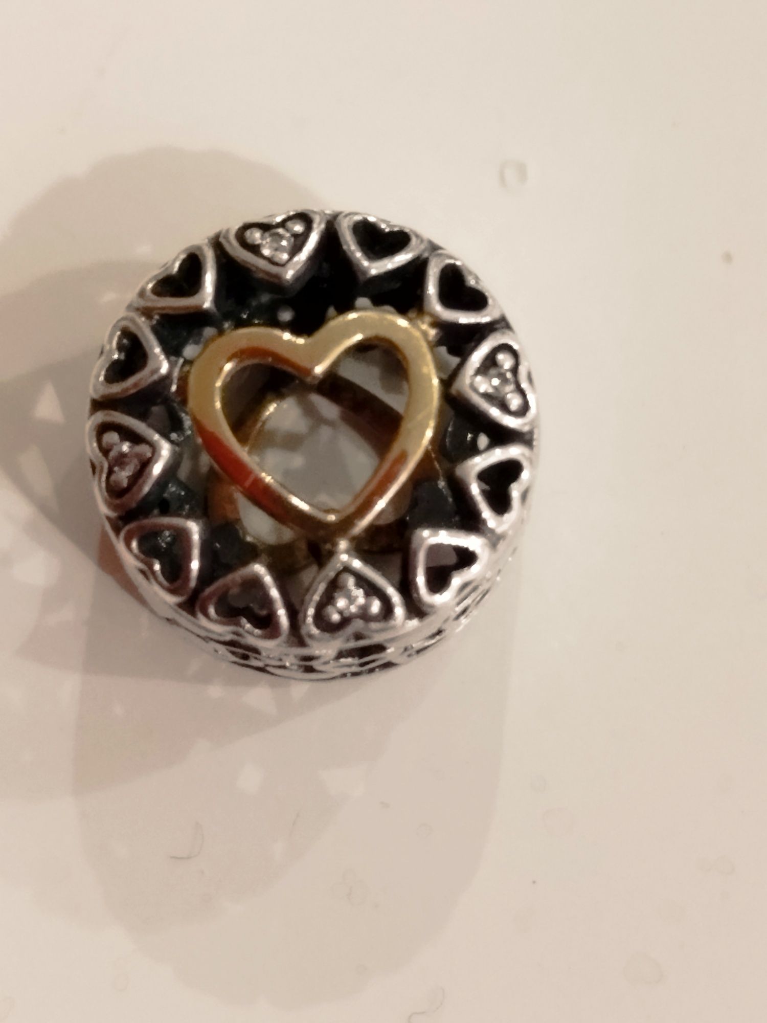 Pandora tt srebrny charms ze złotem