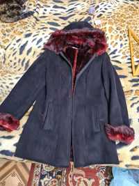 Женская Куртка Зимняя Шубка Пальто Дублёнка с капюшоном размер 50