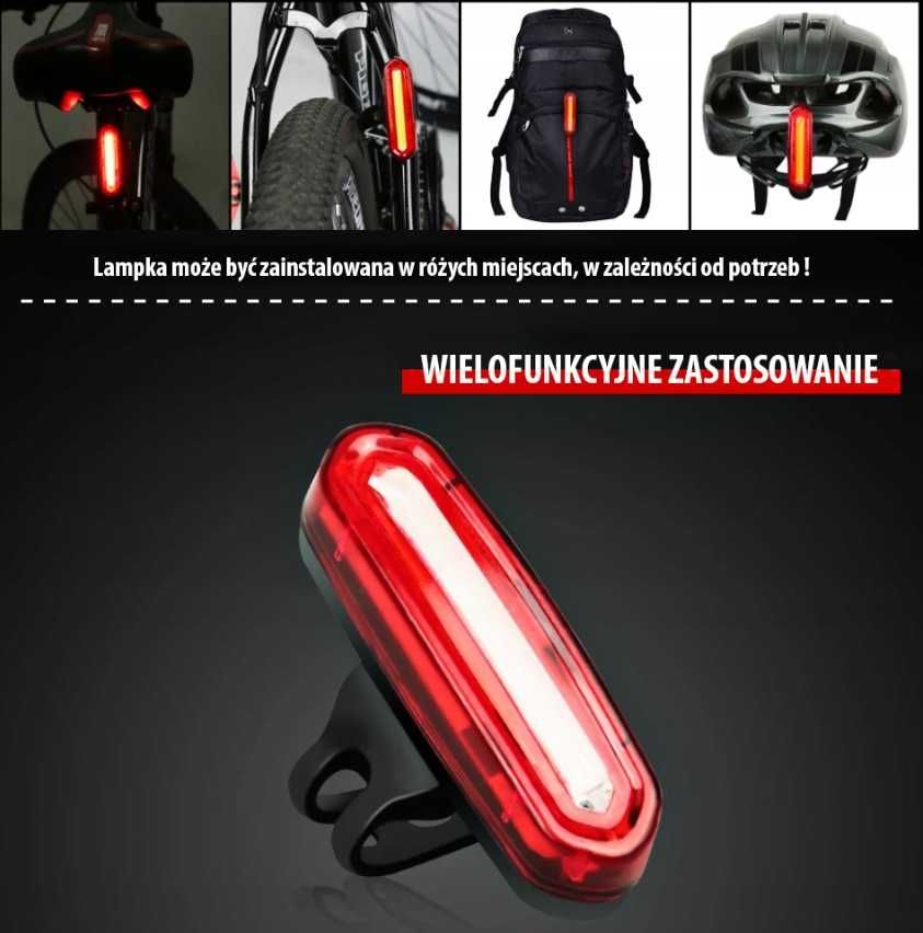 LAMPKA rowerowa TYLNA LED mocna czerwona 4 Tryby Światła