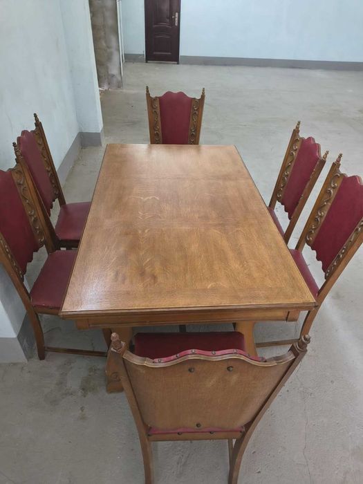 Stół solidny dębowy + 6 krzeseł