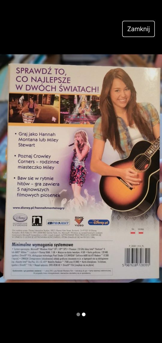 Disney unikatowa gra PC Hannah Montana the movie film Miley Cyrus
