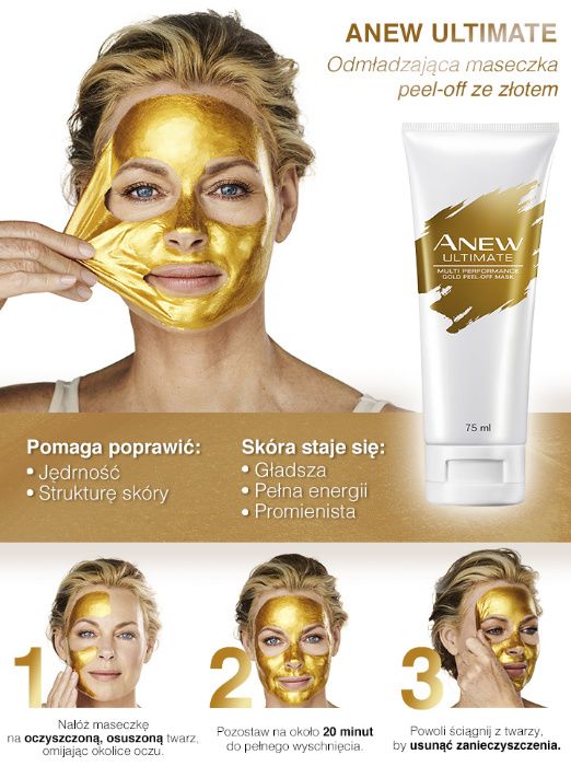 Odmładzająca maseczka peel-off ze złotem 75 ml AVON