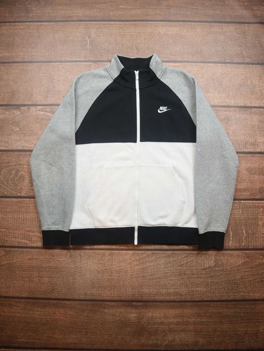 Nike Zip Crewneck rozpinana bluza bez kaptura czarna szara biała