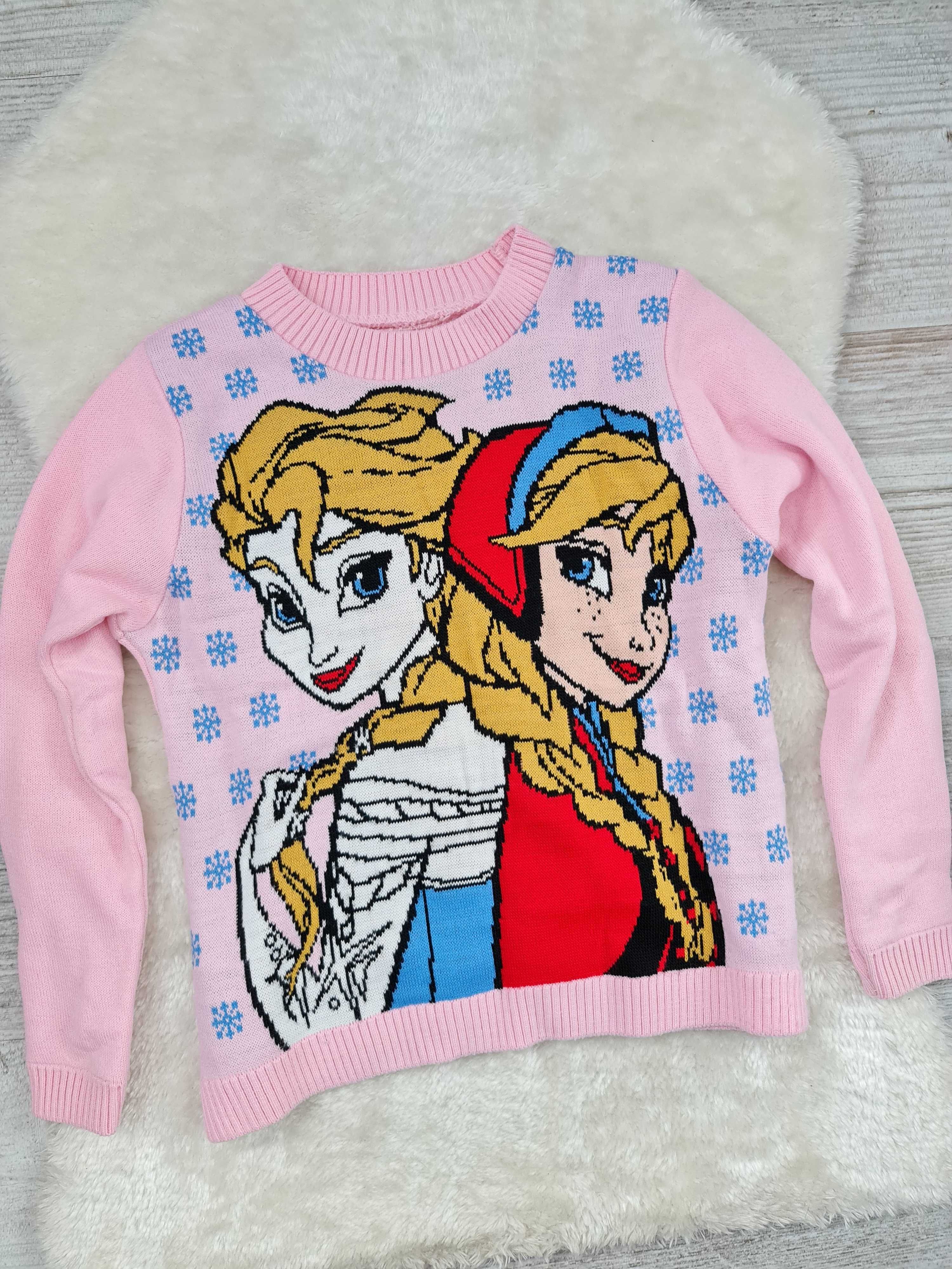 Sweter Elsa , Anna Disney Kraina Lodu Rozm 128 - 134 na Wiek 8 a 9 Lat