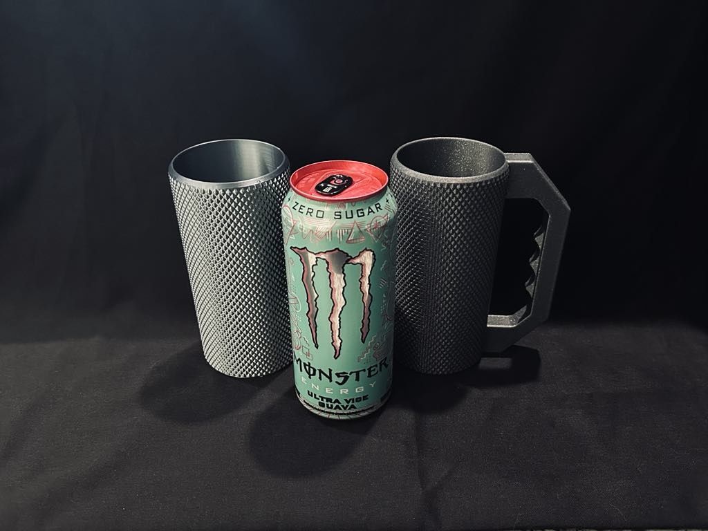 Uchwyt / kubek 3D do puszki – styl knurling – Monster, Coca-Cola itp.