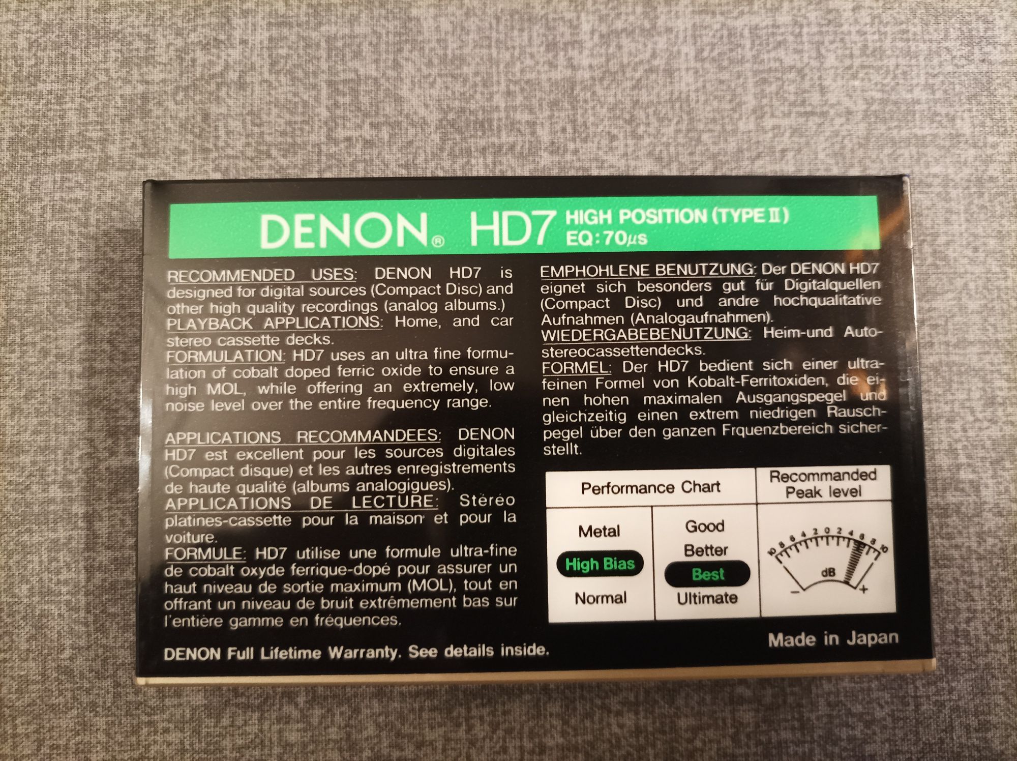 Kaseta DENON 75 Premium HD 7 Super Chrom - Made in Japan