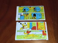 Dwa obrazki historyjki z gum Donald - pies Pluto - PRL