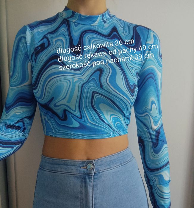 Top z długim rękawem, top ze wzorem, top damski