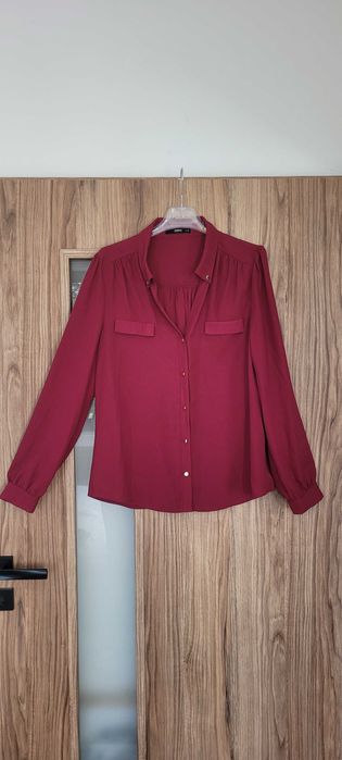 Bordowa bluzka złote guziczki Oasis, roz 38