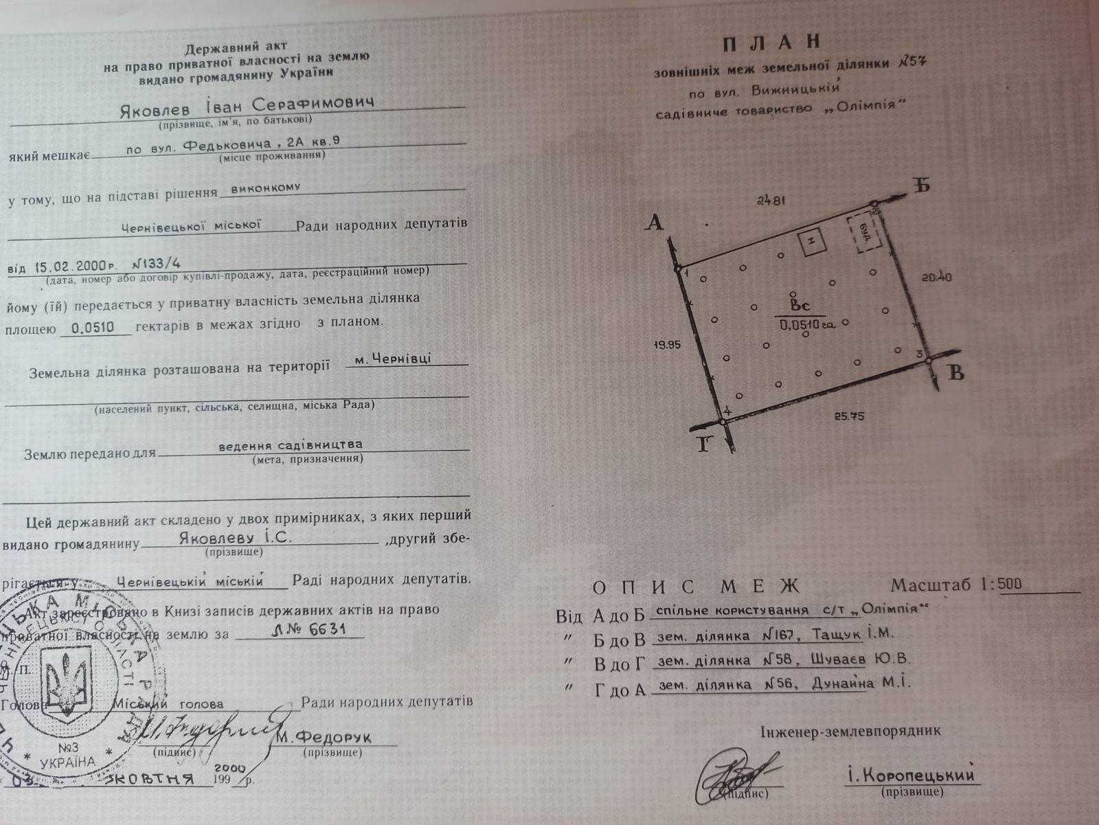 Дачна  ділянка,  Вижницька