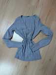 Benetton bawełniany sweter guziki szary damski v neck