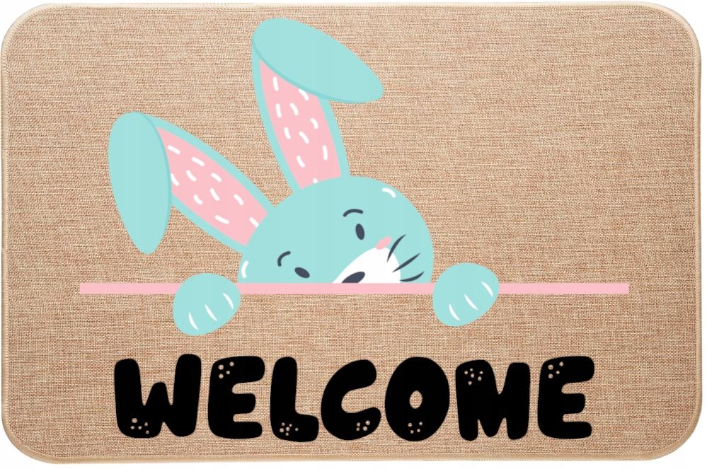 Wycieraczka z lnu pod drzwi Króliczek wielkanocny WELCOME WITAJ