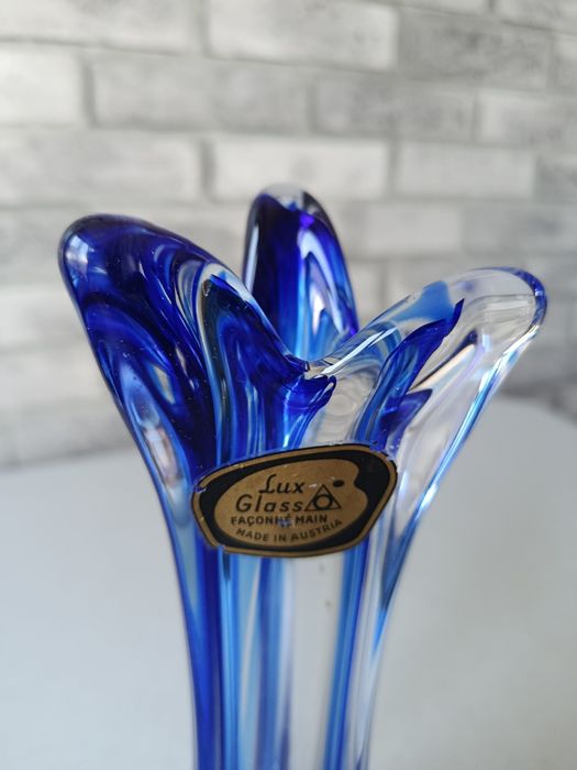 Wazon kryształowy kolorowe szkło niebieskie lux glass