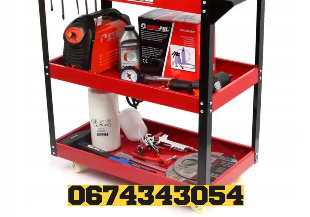 Передвижная тележка для инструмента на 3 полки Каталка для инструмента