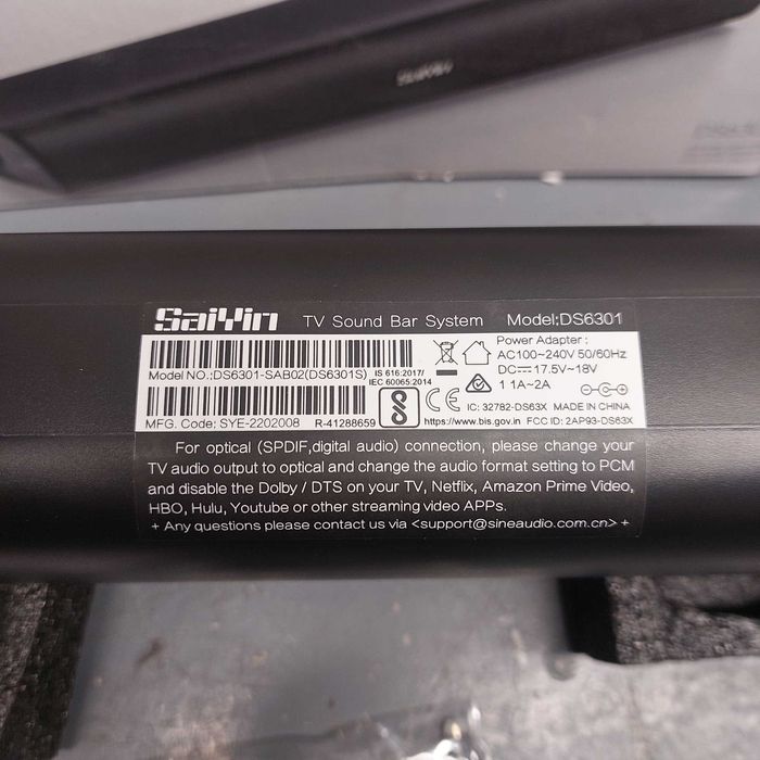 SAIYIN Soundbar 2.0 Kanałowa 40W Bluetooth AUX Optyczna TV PC