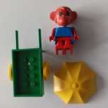 LEGO Fabuland 3604 Marc Monkey małpka sprzedawca taczki klocki PRL