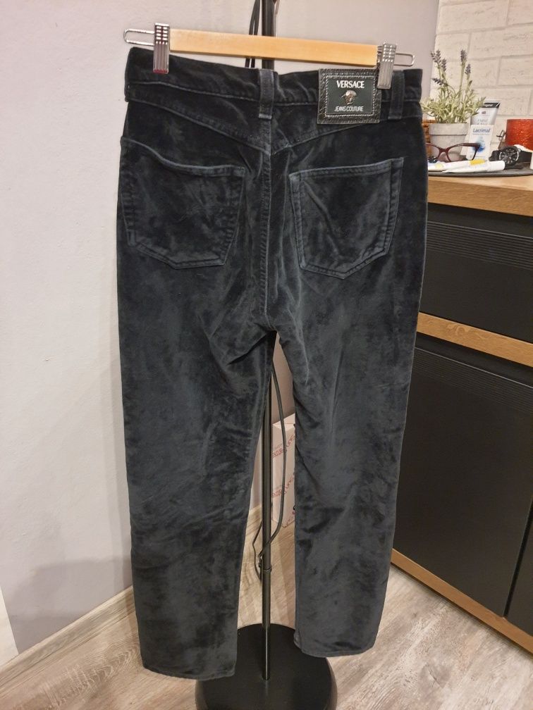Versace jeansy damskie welur S