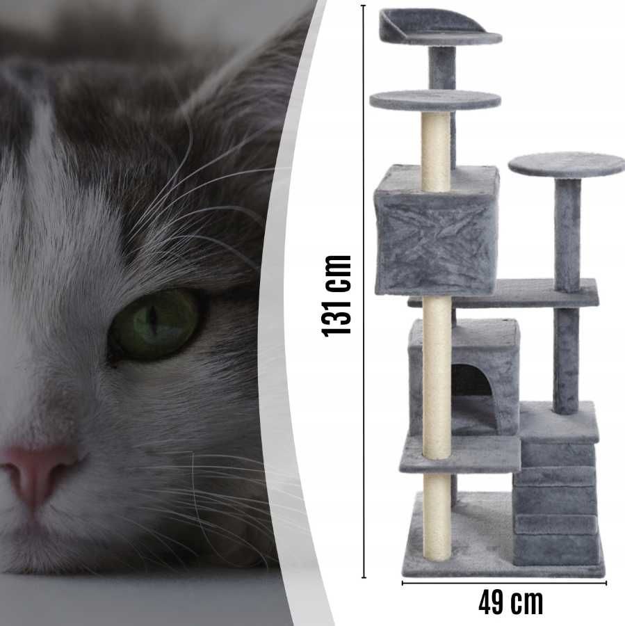 Drapak dla Kotów 131 cm – Wieża z Kojcem i Legowiskiem