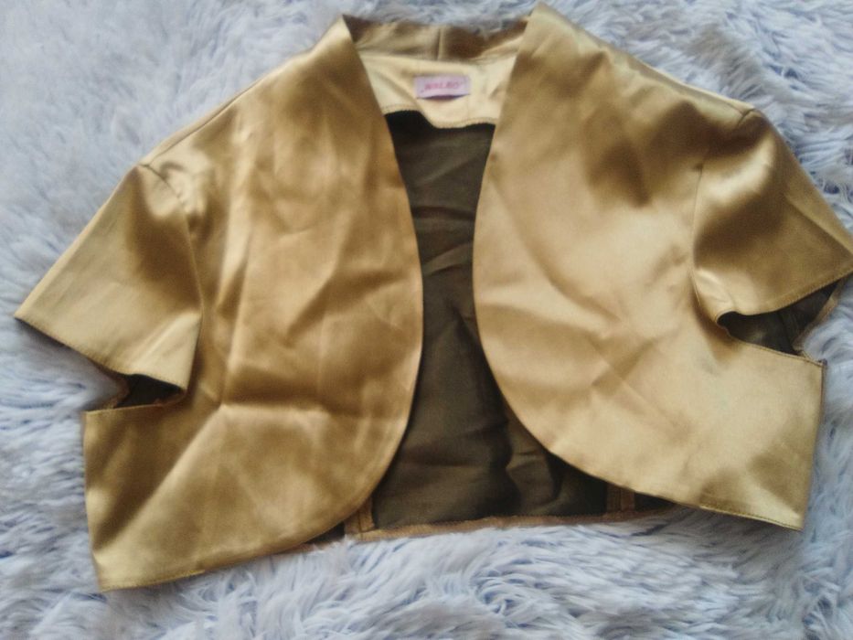 Sukienka rozkloszowana złota s wiązana