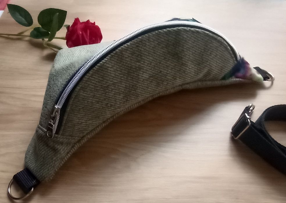Nerka torebka saszetka oliwkowa zieleń handmade rękodzieło
