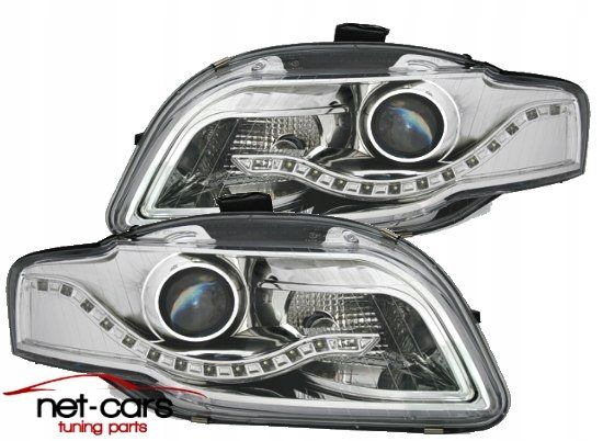 Reflektory Lampy przód przednie AUDI A4 B7 DAYLINE LED Chrom