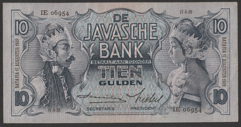 Indie Holenderskie 10 guldenów 1939 - stan 2