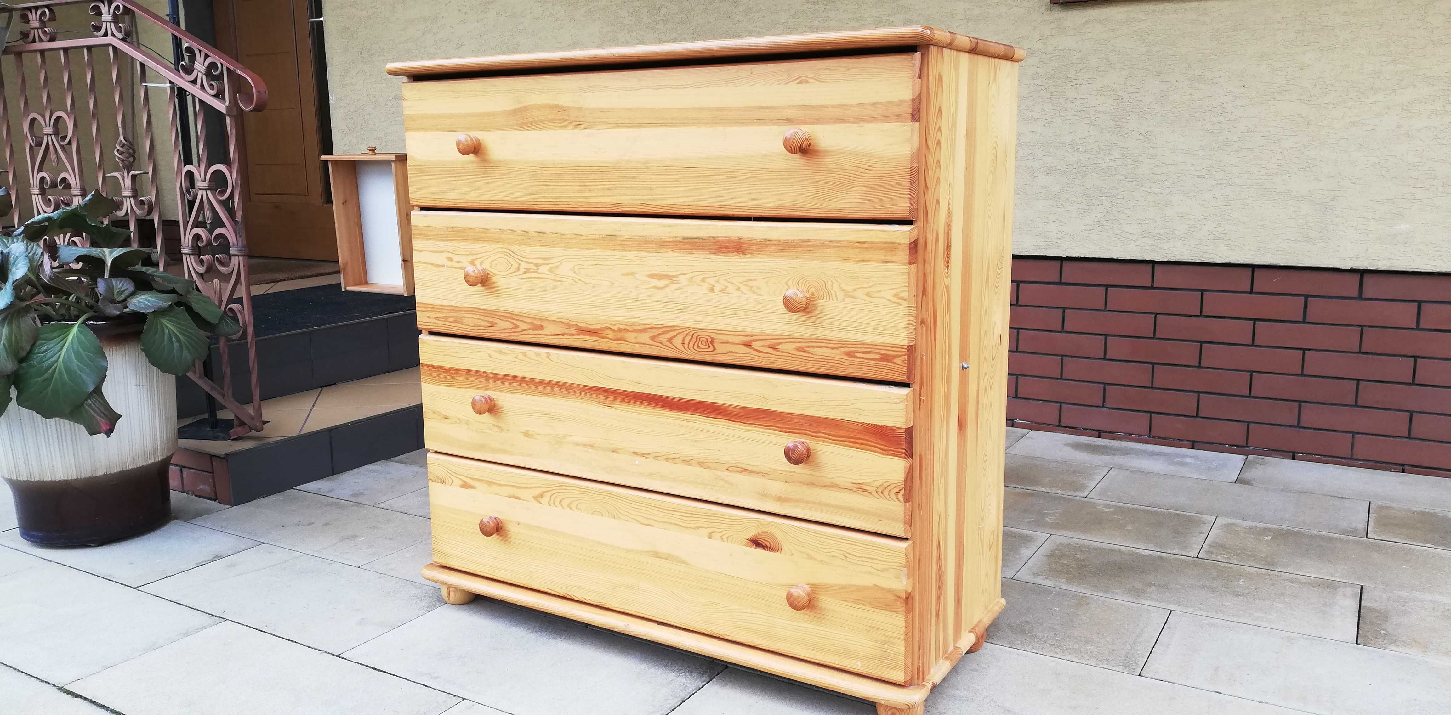 szafka szuflady drewniana surowa sosnowa komoda szafa