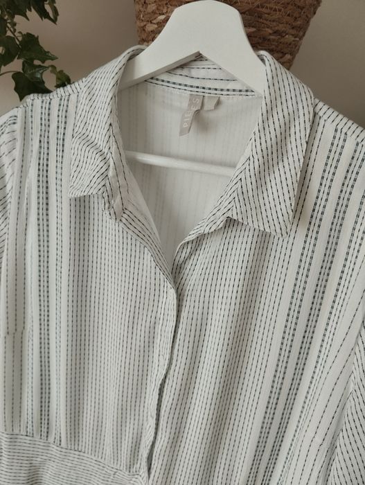 Wiosenna, letnia sukienka z długim rękawem, z guzikami, zwiewna z wisk