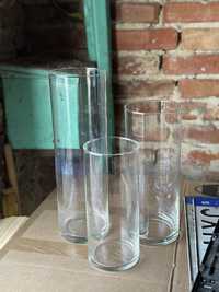 Вази скляні (циліндр) ваза скляна 38 см, 31,5 см, 26 см