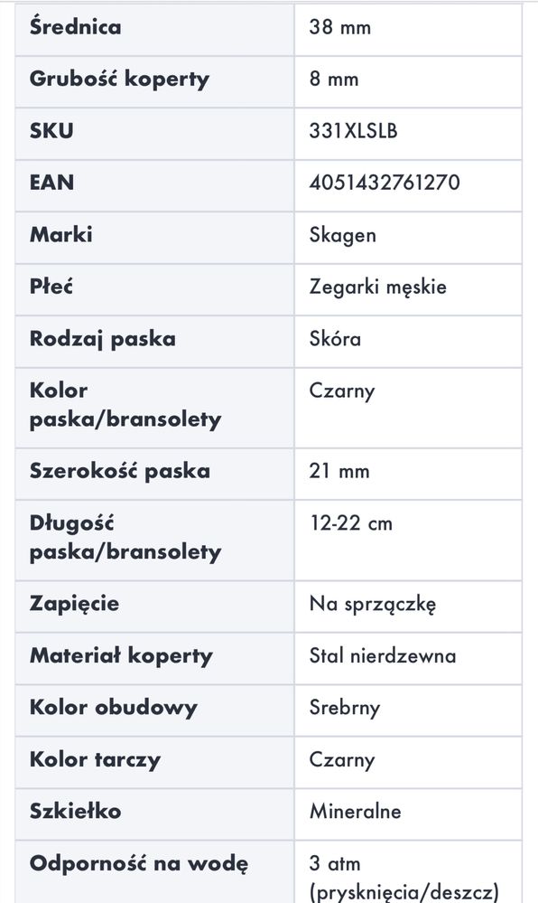 Zegarek duński Skagen 331LSLB