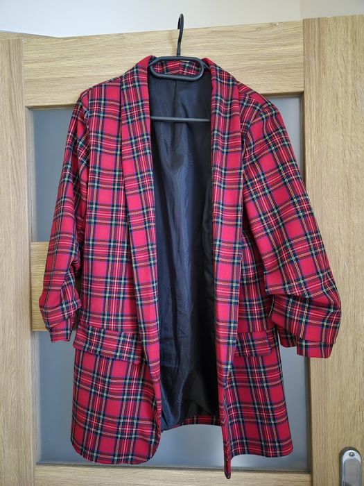 Marynarka Żakiet czerwony w kratę M / L