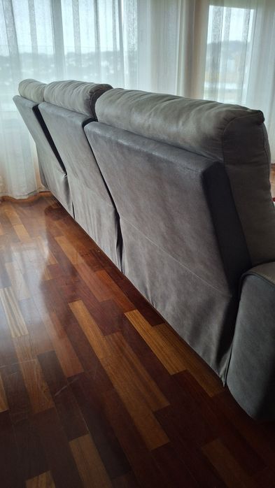Sofa 3 lugares microfibra elétrico com chaise longue