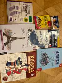 Do nauki języka francuskiego- zestaw: fiszki, książki, rozmówki