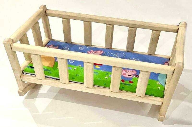 Ліжечко-колиска деревяне для ляльки, 004, 44*25*27 см"