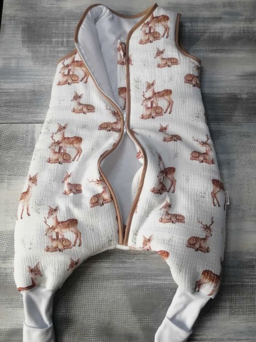 MUŚLIN Śpiworek z nogawkami wywijane skarpety 2,5 tog r 86-92 Sarenka