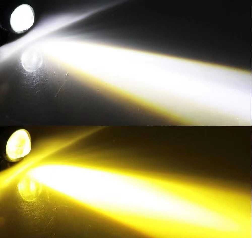 Halogeny motocyklowe LED DUAL COLOR Dalekosiężne Biało-Żółte quad moto