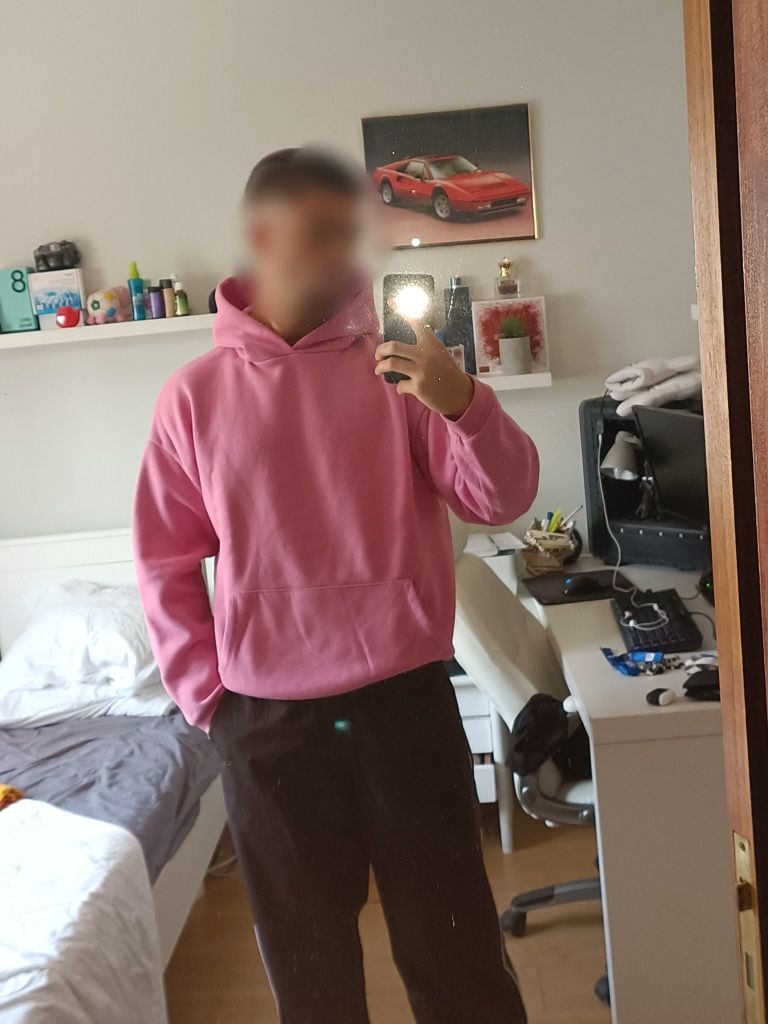 Hoodie Rosa-Choque Baggy