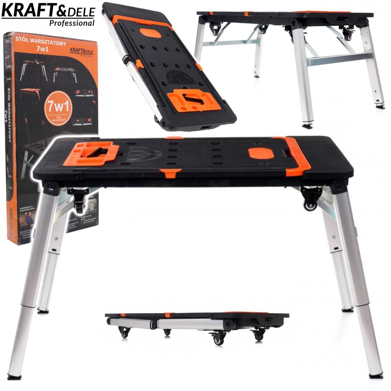 KRAFT&DELE Stół Warsztatowy Roboczy Składany 7w1 Wózek Kobyłka KD10748