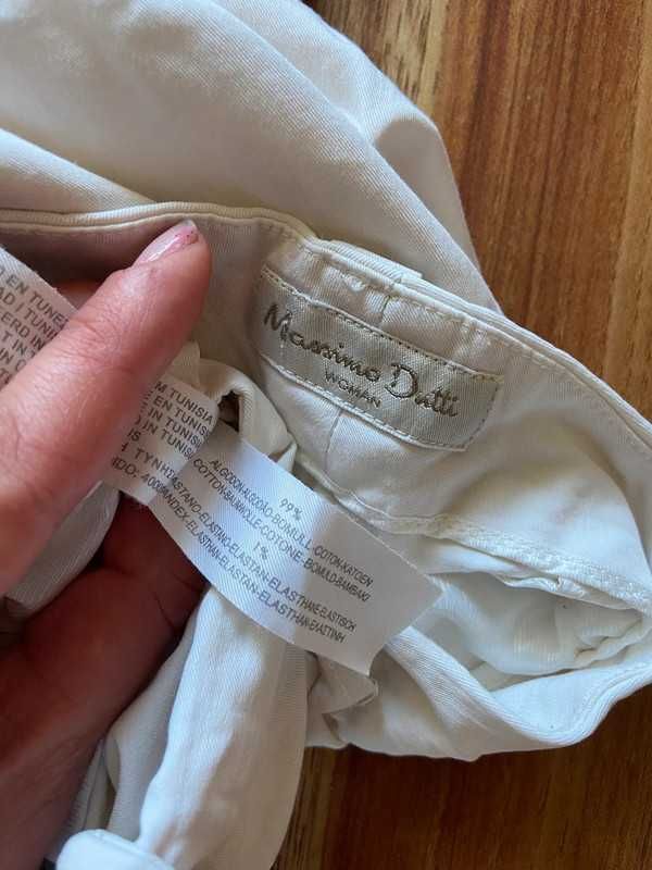 Xl massimo dutti 42 44 biale szerokie spodnie material +size dzwony