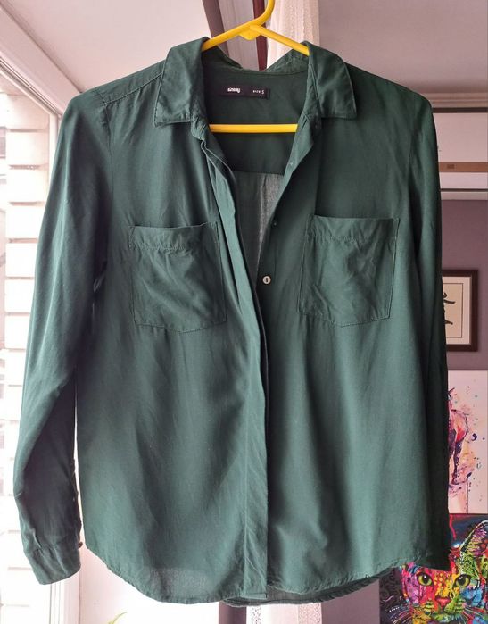 Жіноча сорочка зелена та біла