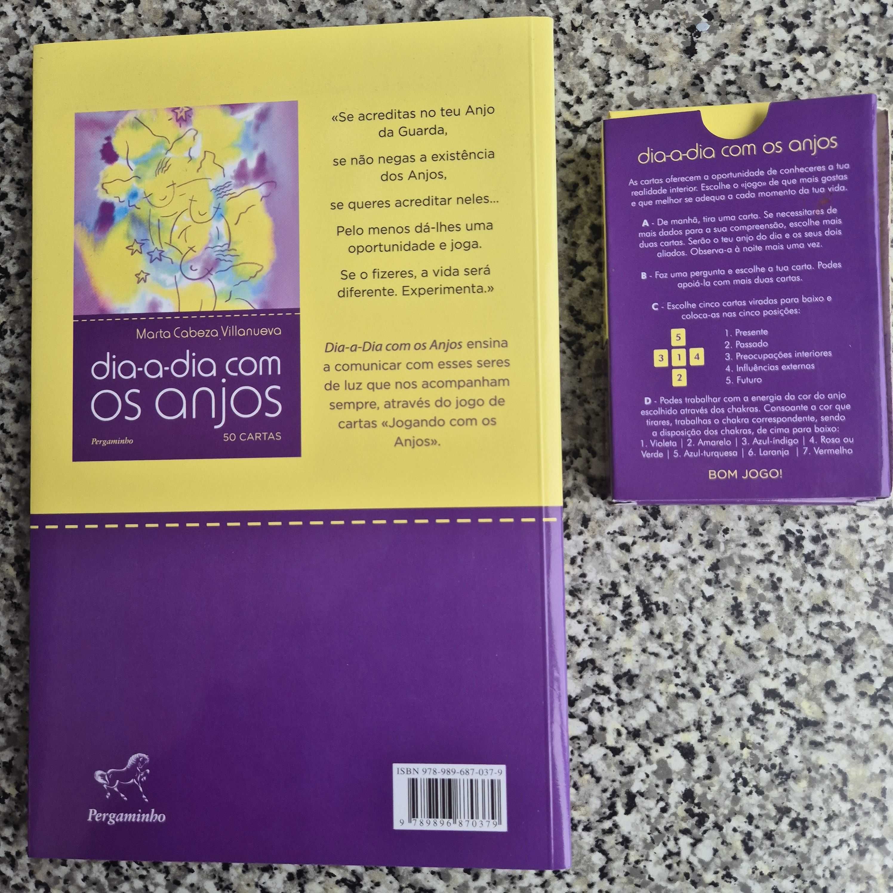 Livro" Dia-a-Dia com os Anjos" de Marta Villanueva e jogo de 50 cartas