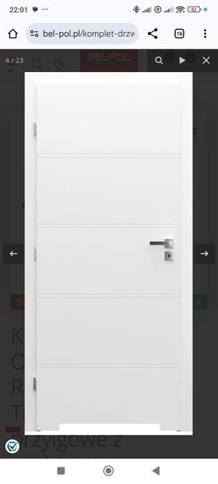 Komplet Drzwi Łazienkowe z Ościeżnica Porta 80 Lewe