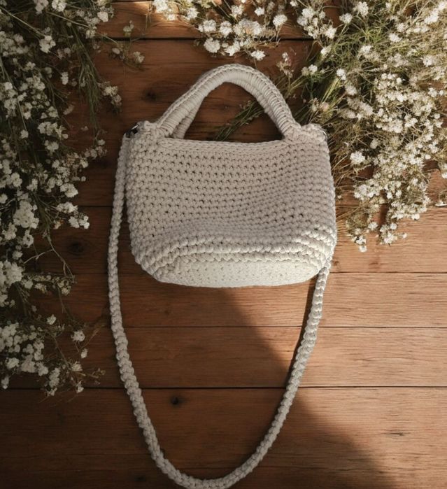 Unikatowa Torebka Koszyk Szydełkowy - Handmade z Podszewką i Zamkiem