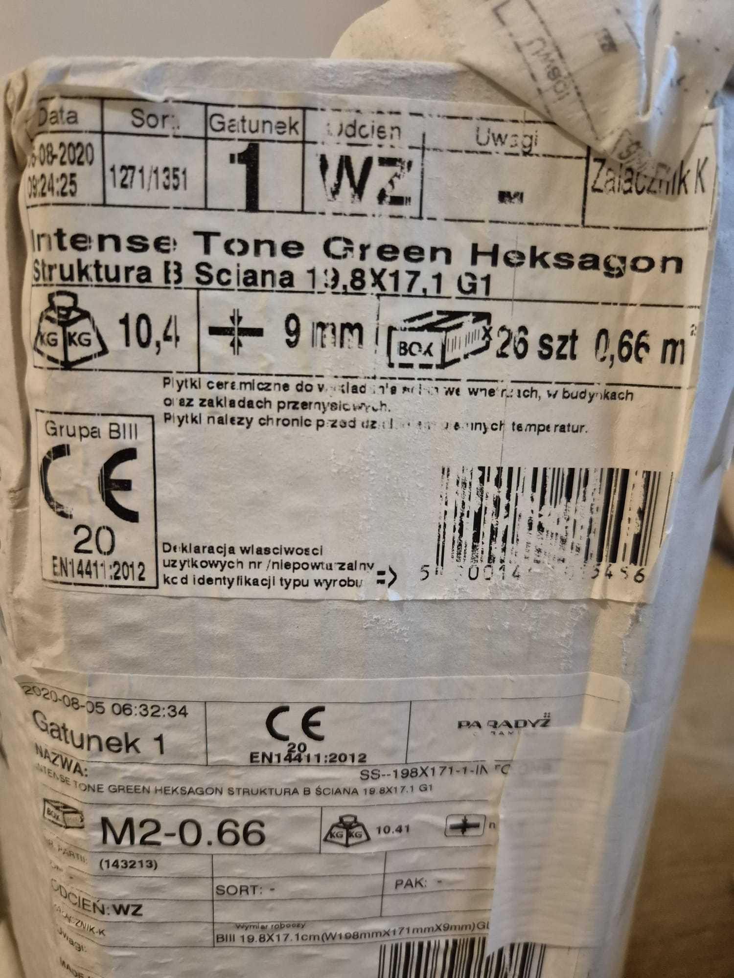 Płytki łazienkowe Paradyż Intense Tone Green Heksagon Struktura B i C