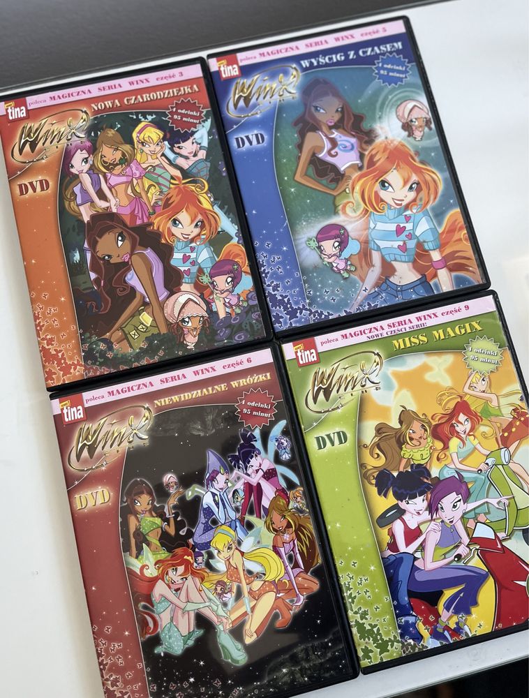 4 sztuki płyty DVD Winx magiczna seria część 3,5,6,9 bajka dla dzieci