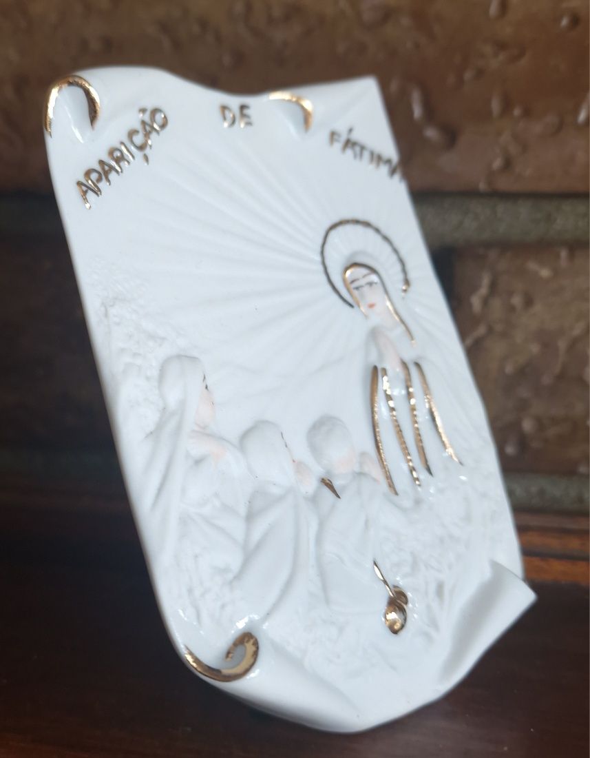 Estatueta "Aparição de Fátima" Porcelana Jopaf Made in Portugal 80s