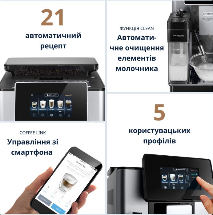 Кавомашина Delonghi PrimaDonna Soul ECAM 610.75.MB