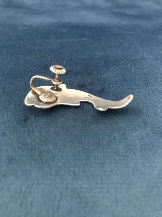 Вінтажна срібна моно сережка кліпса риба 925 проба мексика