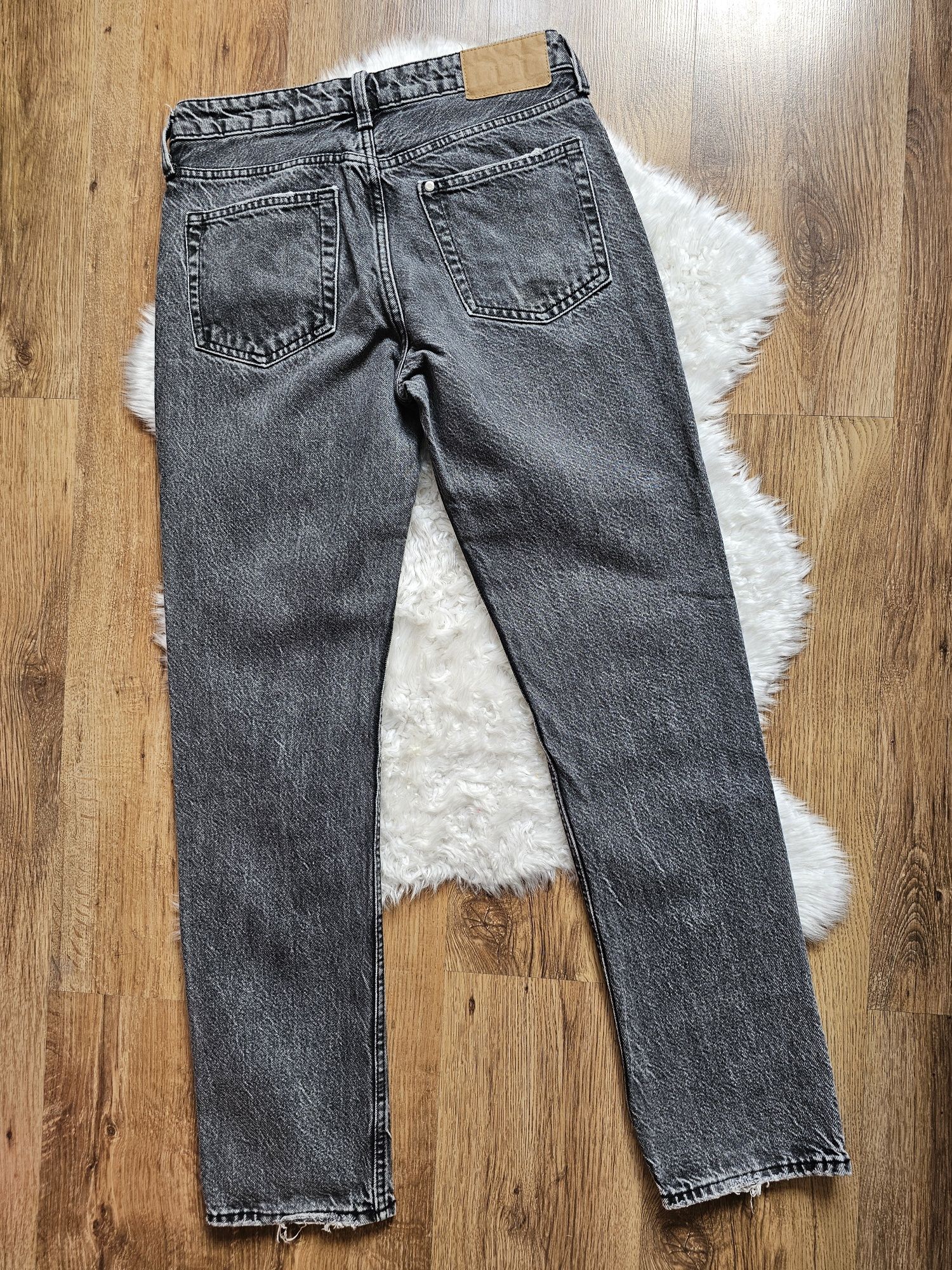 Spodnie jeansowe straight ciemnoszare S 36 H&M